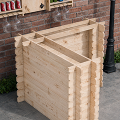 Rustic Wooden Corner Interlock Bar | Best Home Bar & Bar Countertop for UK Gardens & Pub Sheds