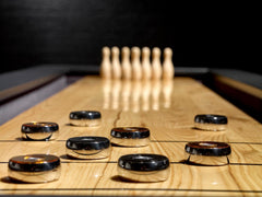 The Grand Shuffleboard Table – Luxury Black Metal & Chestnut Wood, 300cm