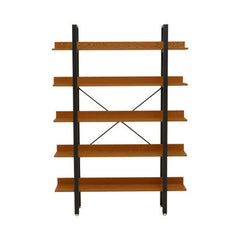 Laxton 5 Tier Wood Finish Shelves And Black Frame Shelf Unit