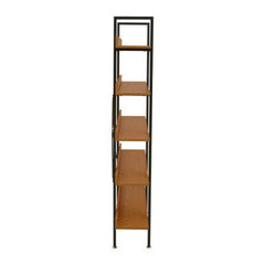 Laxton 5 Tier Wood Finish Shelves And Black Frame Shelf Unit