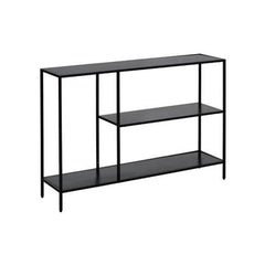 Black Metal Console Table with Rectangular Top and Two-Tier Open Shelf Storage, Acero