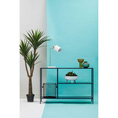 Black Metal Console Table with Rectangular Top and Two-Tier Open Shelf Storage, Acero