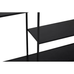 Black Metal Console Table with Rectangular Top and Two-Tier Open Shelf Storage, Acero