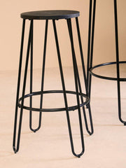 3 Piece Bar Table and Stool Set with Hairpin Legs in Natural Finish , District