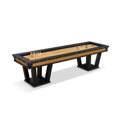 The Grand Shuffleboard Table – Luxury Black Metal & Chestnut Wood, 300cm