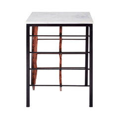 White Marble And Iron Wine Rack Table, Templar