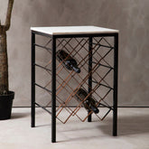 White Marble And Iron Wine Rack Table, Templar