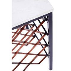 White Marble And Iron Wine Rack Table, Templar