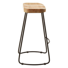Lyon Oak Wood and Black Metal Bar Stool