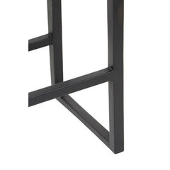 Kendari Black Leather And Teak Wood Bar Chair