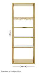 Piermount Gold Bar Shelf Unit With Glass Rack