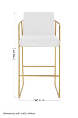 Piermount Mink Velvet And Gold Bar Stool