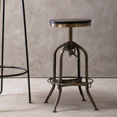 Gator Brass Finish and Ash Wood Adjustable Bar Stool