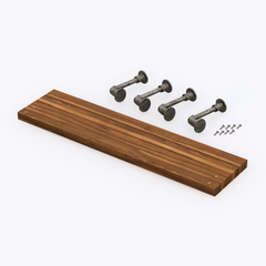 Rustic Industrial Single Pipe Floating Shelf, Dark Oak