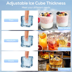 HOMCOM Commercial Ice Maker Machine, 45kg/24H Stainless Steel Under Counter or Freestanding Ice Machine, Silver