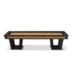 The Grand Shuffleboard Table – Luxury Black Metal & Chestnut Wood, 300cm