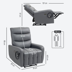 HOMCOM Electric Recliner Armchair with USB, Grey