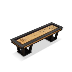 The Grand Shuffleboard Table – Luxury Black Metal & Chestnut Wood, 300cm