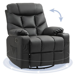 HOMCOM Manual Reclining Chair, Recliner Armchair with Swivel, Black