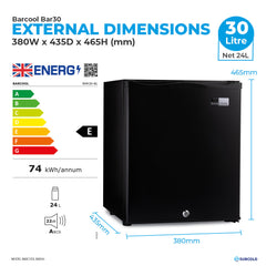 Barcool Bar30 LED Mini Bar Fridge