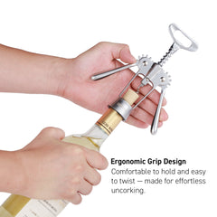Barcool Wing Corkscrew with Pourer & Stopper | 3-in-1 Wine & Beer Opener