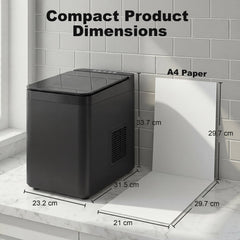 HOMCOM Countertop Ice Maker Machine Self-Cleaning Compact Ice Machine with Ice Scoop and Basket Black