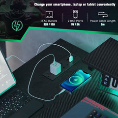 HOMCOM Reversible 'L' LED Light Gaming Desk - Black