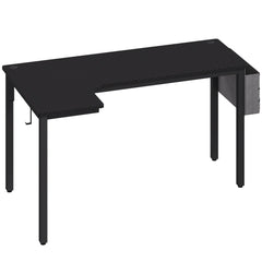 HOMCOM L-Shaped Computer Gaming Desk with Fabric Bag, Hooks and Cable Management, 145 x 81 x 76cm - Black