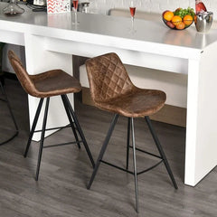 HOMCOM Vintage Brown Bar Stools Set Of 2