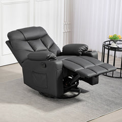 HOMCOM Manual Reclining Chair, Recliner Armchair with Swivel, Black