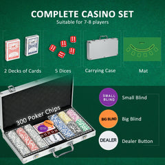 Tournament Poker Set in Case – 300 Poker Chips, Blinds & Lockable Aluminium Case | UK Poker Set