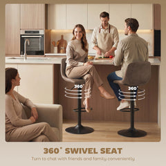 Pair of HOMCOM vintage brown leathaire swivel bar stools