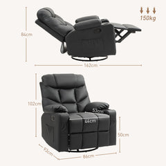 HOMCOM Manual Reclining Chair, Recliner Armchair with Swivel, Black