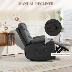 HOMCOM Manual Reclining Chair, Recliner Armchair with Swivel, Black