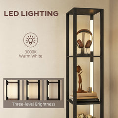 HOMCOM LED Floor Lamp with Shelves, Black