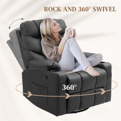 HOMCOM Manual Reclining Chair, Recliner Armchair with Swivel, Black