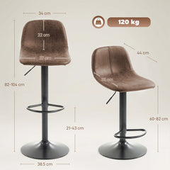 Pair of HOMCOM vintage brown leathaire swivel bar stools
