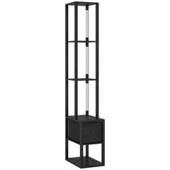 HOMCOM LED Floor Lamp with Shelves, Black