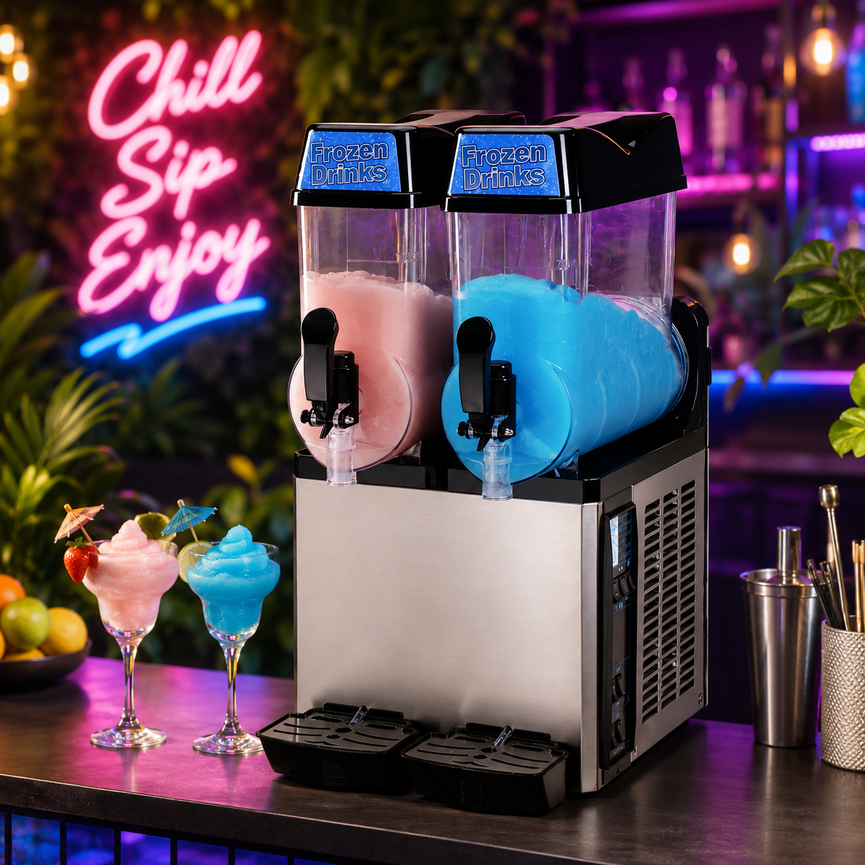 Double Slush Machine 2 x 12L Dual Tank Frozen Drink Maker