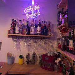 Cocktails & Dreams Glass Neon Light Sign