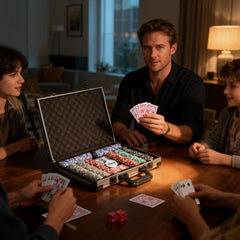 Poker Set in Case with 400 Poker Chips, Cards & Dealer Button