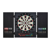 HOMCOM Electronic Dartboard Set, 27 Games Modes and 202 Variations, LED & 12 Soft Tip Darts and Cabinet to Storage, Ready-to-Play Multi-Game Option Darts Machine