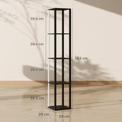 HOMCOM black RGB LED floor lamp with four display shelves