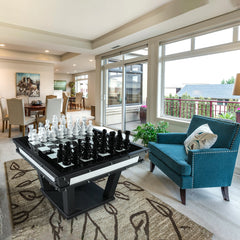 The Archtwain Masterpiece - Luxury Chess Table with Metal Frame & Tempered Glass, 125cm
