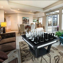 The Archtwain Masterpiece - Luxury Chess Table with Metal Frame & Tempered Glass, 125cm