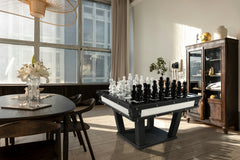 The Archtwain Masterpiece - Luxury Chess Table with Metal Frame & Tempered Glass, 125cm
