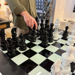 The Archtwain Masterpiece - Luxury Chess Table with Metal Frame & Tempered Glass, 125cm