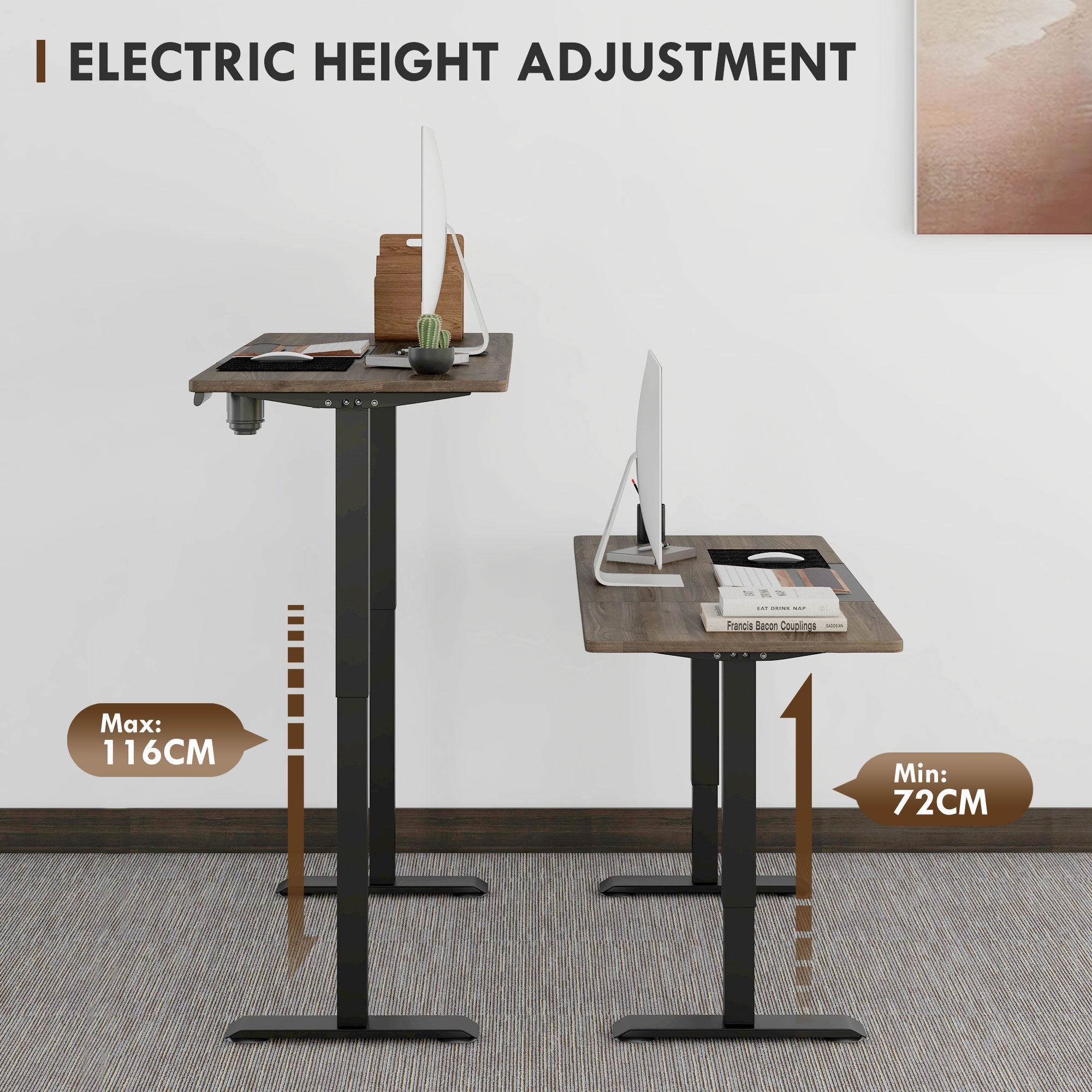 Vinsetto black electric height-adjustable standing desk with LED display