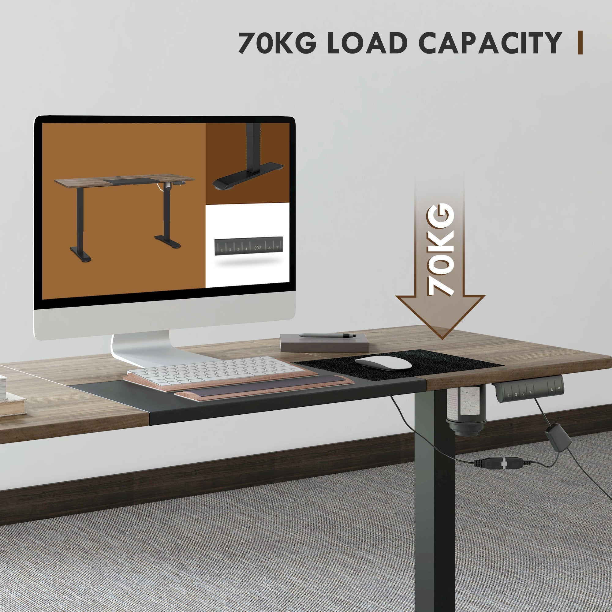 Vinsetto black electric height-adjustable standing desk with LED display