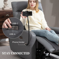 HOMCOM Electric Recliner Armchair with USB, Grey